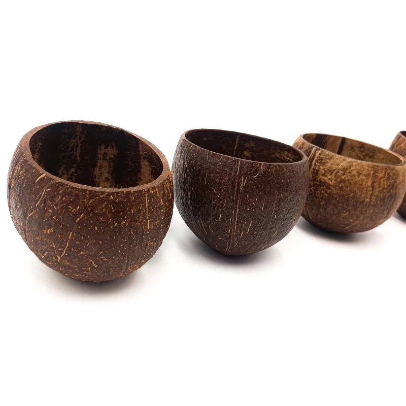 Hot Sale Natural Organic Bulk Wholesale Wood Coconut Shell Bowls With Flower Pattern For Making Scented Candles