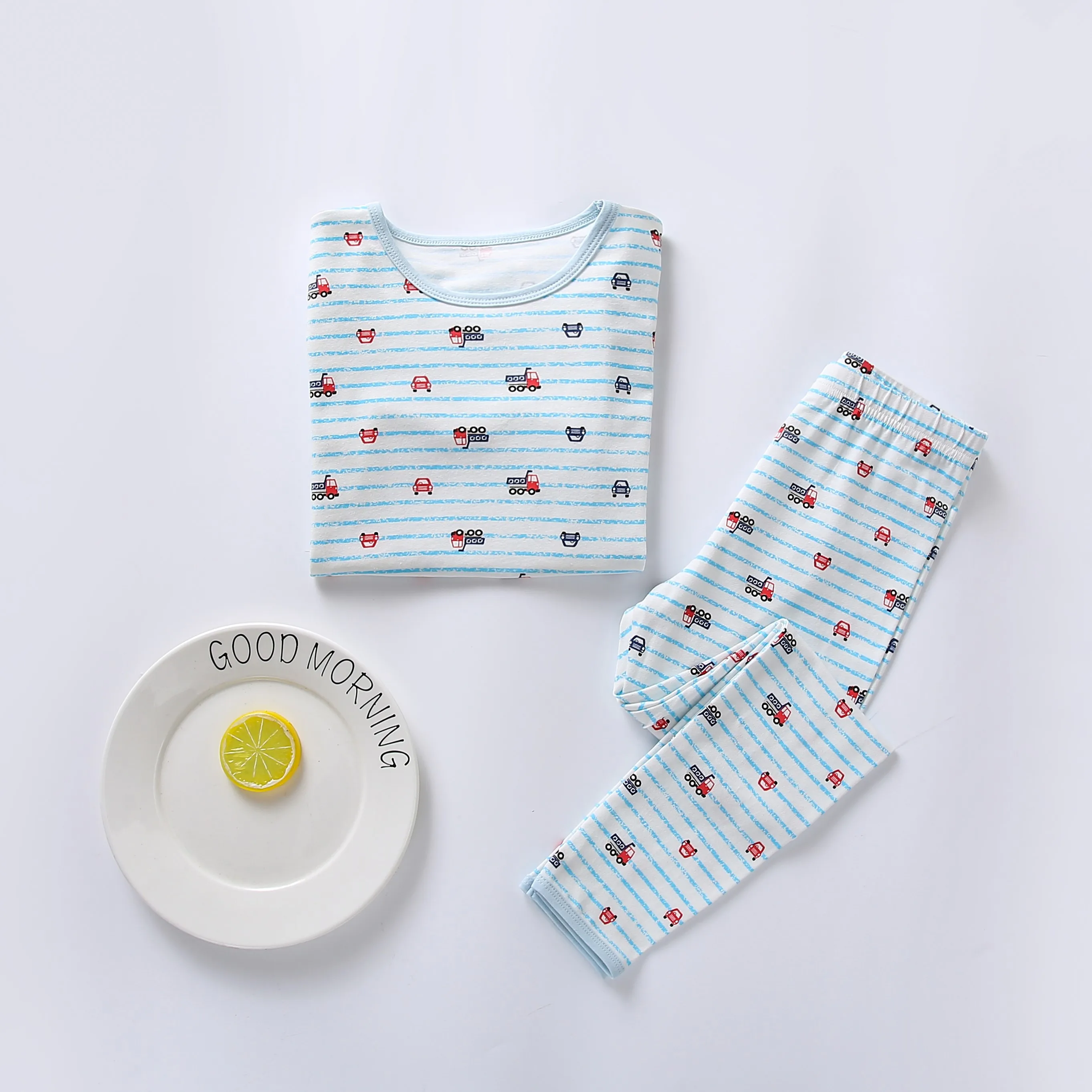 Spring And Autumn Personalized Blank Pajama sets Winter Korean Print Long Sleeve Sleepwear For Kids and Baby