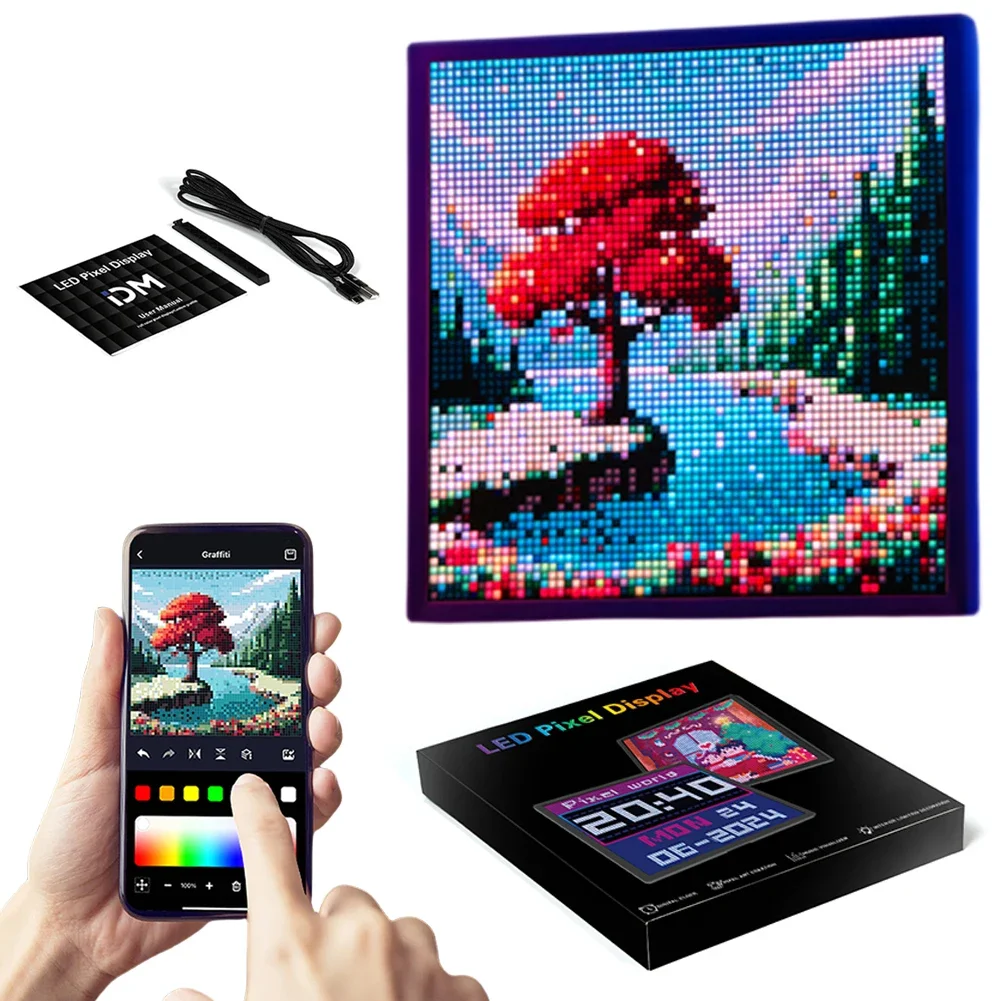 LED Pixel Smart Screen Popular-Compatible Pixel Display Frame APP Control Digital Pixel Photo Frame for DIY Game Room Decor