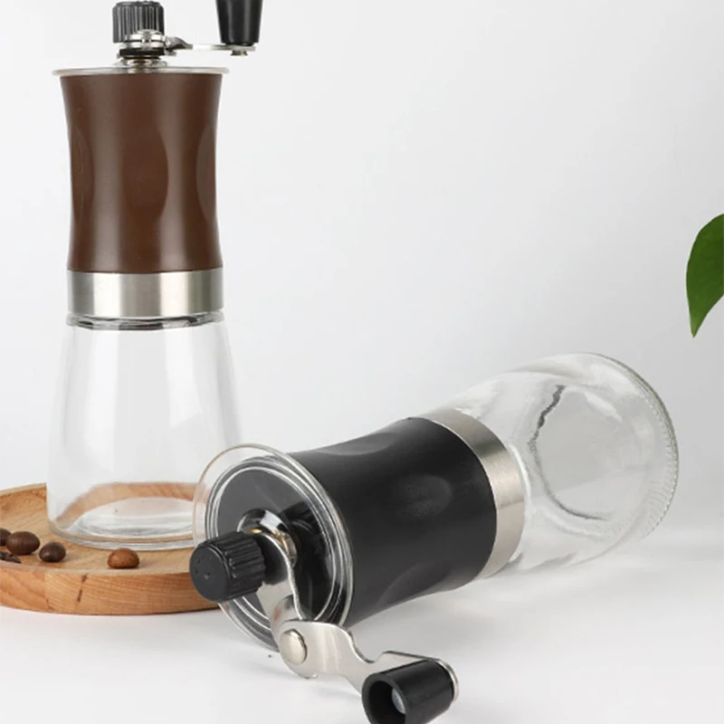 Household Small Portable Hand Crank Multifunction Professional Conical Glass Coffee Grinder