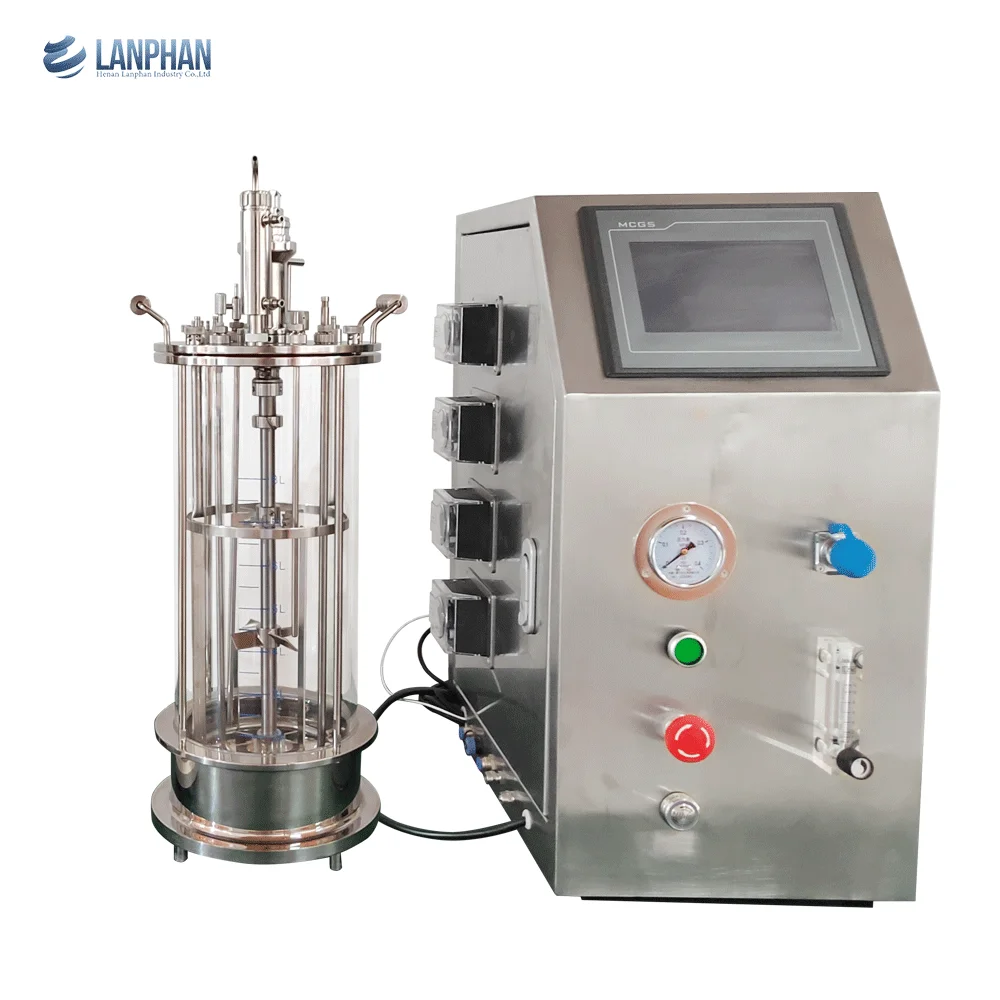 Pilot borosilicate glass tank animal cell yeast fermenters bioreactor price