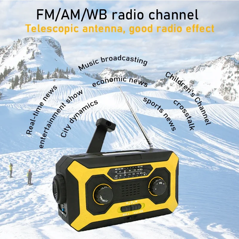 Карманная радиостанция Dooomore портативное fm-радио с аккумулятором на солнечной батарее динамо-динамик usb Портативное аварийное радио 4000