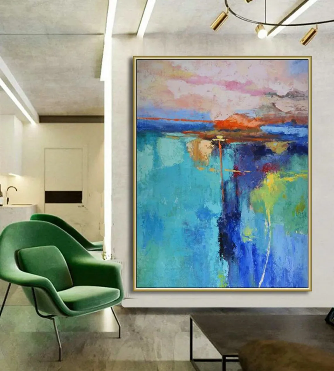 Modern Textured Oversize Custom Made Hand-painted Abstract Acrylic Canvas Painting for Home Wall Art Living Room Bedroom Decor