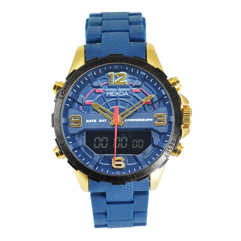 Mexda Digital Watch for Men Double-Display 316l Stainless Steel Case 5 Atm Waterproof Fashion Watch Custom Logo Montre Enfant