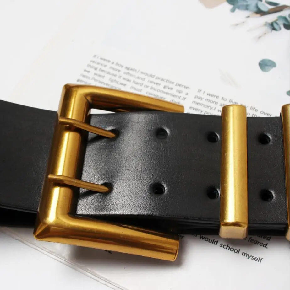 Fashion real leather 2-pin buckle belt for ladies with skirt coat ins belt simple and versatile waist belt two hole Girdle
