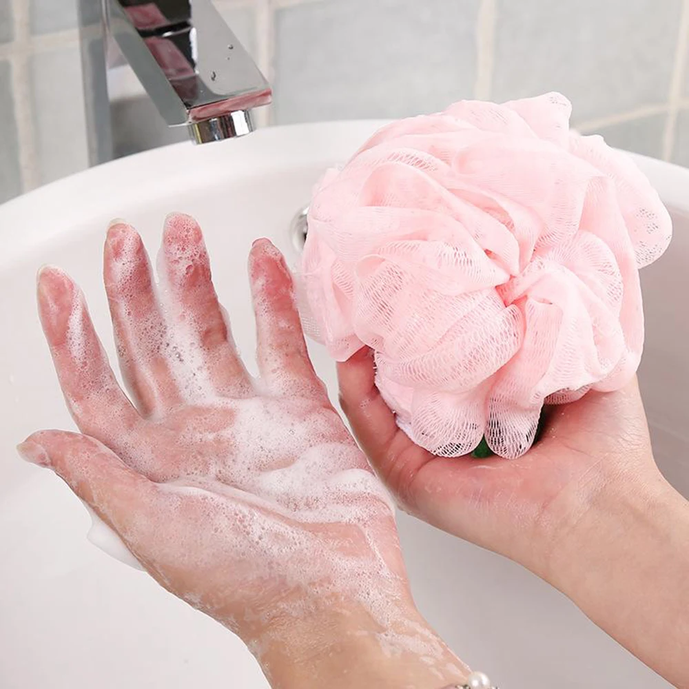 Wholesale All Natural 20G~60G Large Bath Sponge Body Scrubber Mesh Shower Pouf Bath Ball Sponge For Exfoliating
