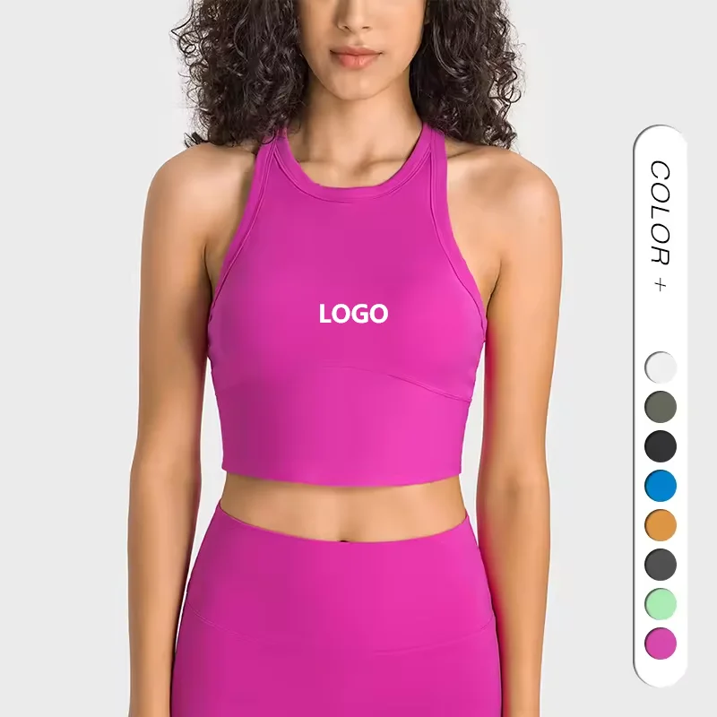 Lulu Yoga жилет из лайкры телесного цвета спортивный Топ майка U-образная Одежда Для Фитнеса Йоги большого размера спортивная майка
