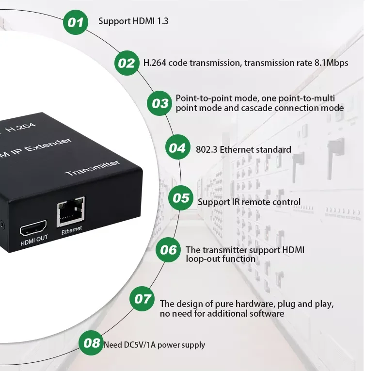 150M hdmi extender over IP H.264 HDMI Extender 150M HDMI TO RJ45   Extender with IR