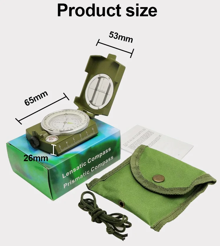 Outdoor vintage mirror geological precision tactical travel plotting survey clinometer compass