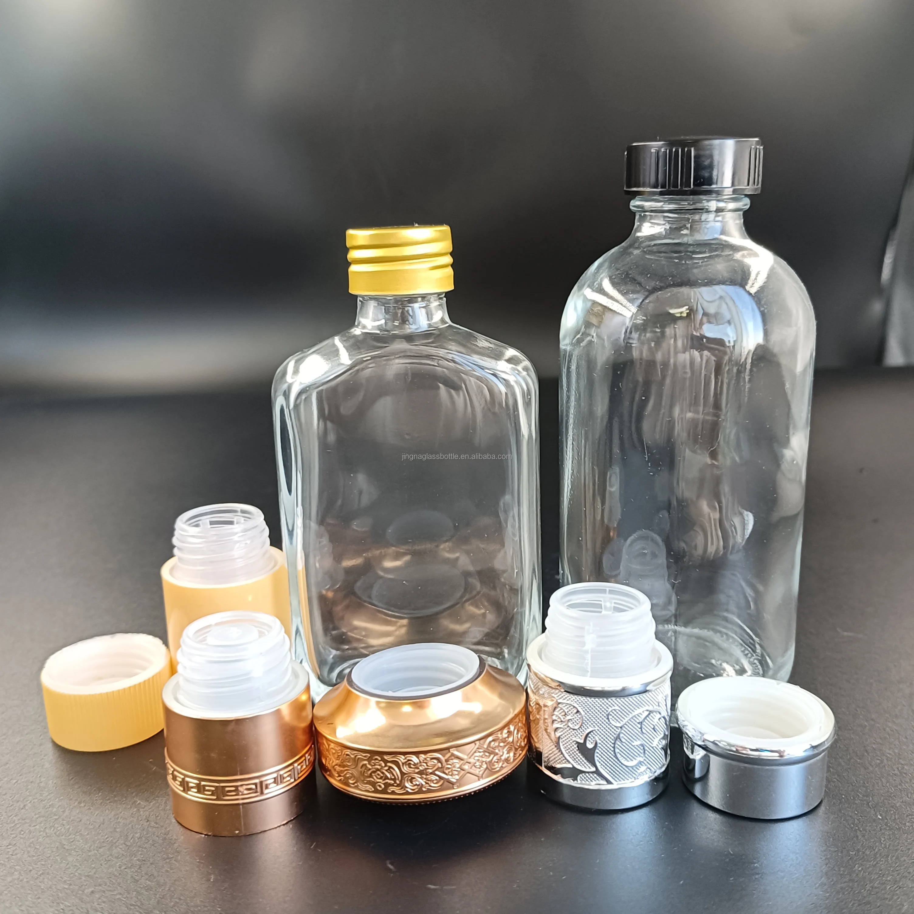 JINGNA Custom LOGO 33 47 33*47 mm Non-refillable cap closures spirits vodka whiskey tequila plastic aluminum glass bottle caps