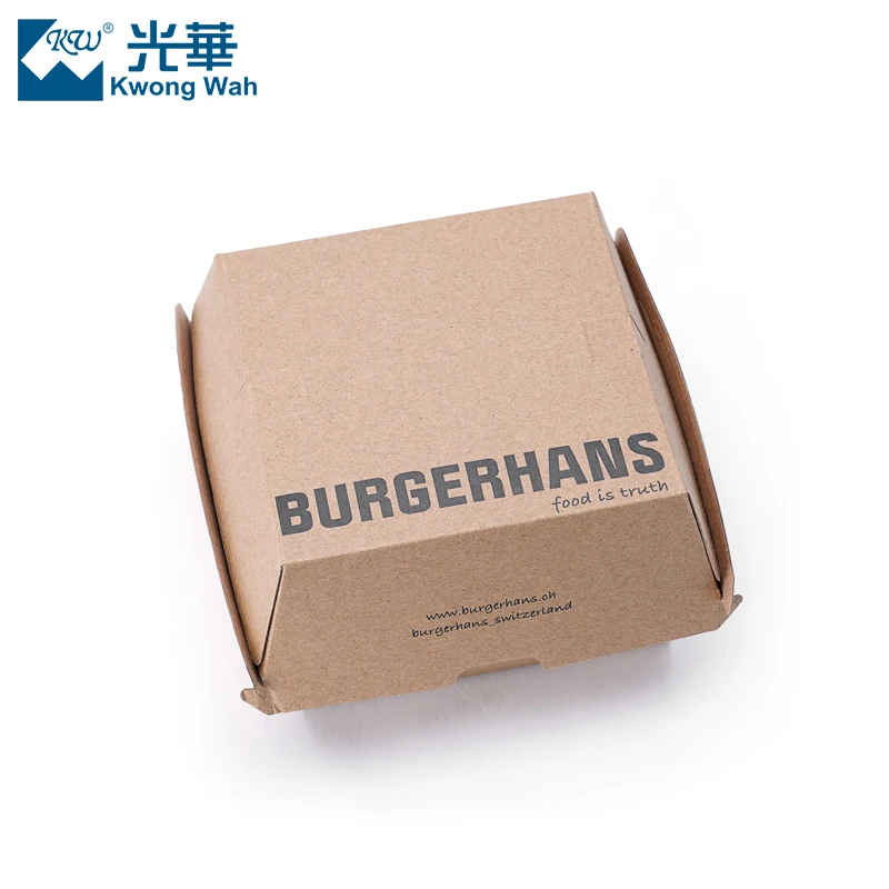 Custom Recycled Kraft Paper Burger Delivery Boxes Fast Food Packaging Hamburger Paper Box