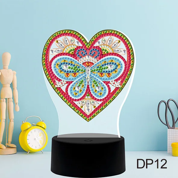 Creative DIY kit Diamond Painting Table Lamp  Children DIY fun Gift Cute owl bear heart diamond drill kit LED lamp