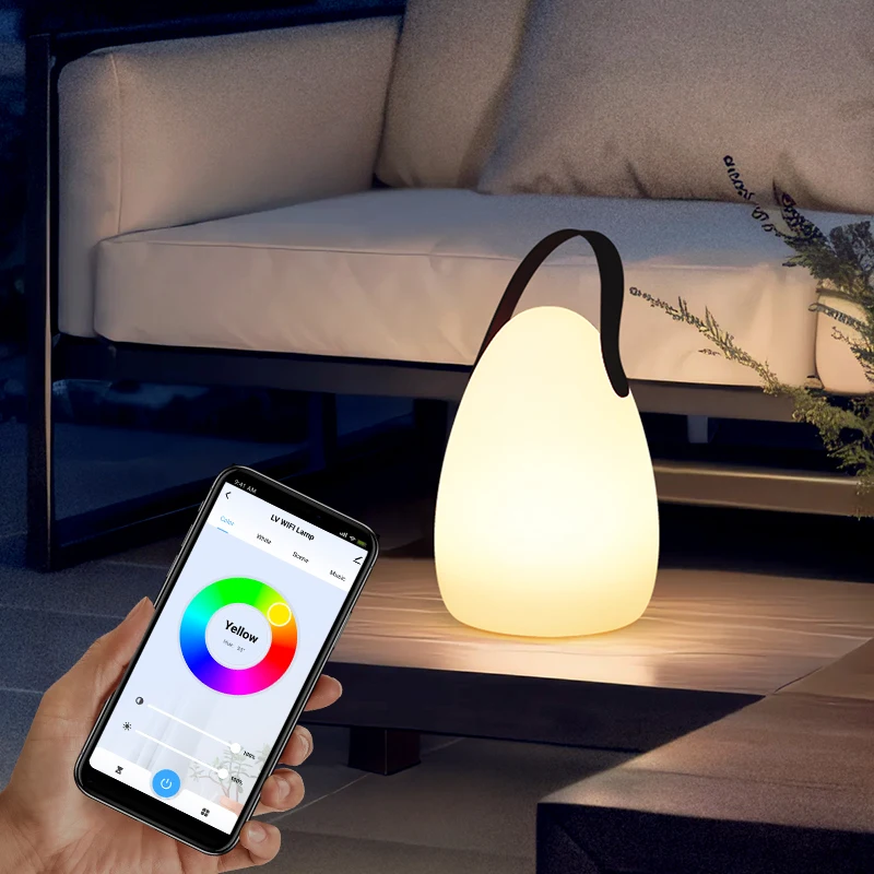 Usb Rechargeable Battery Operated Waterproof Pe Plastic Egg Lantern Portable Led Table Lamp With Smart Tuya App Voice Control