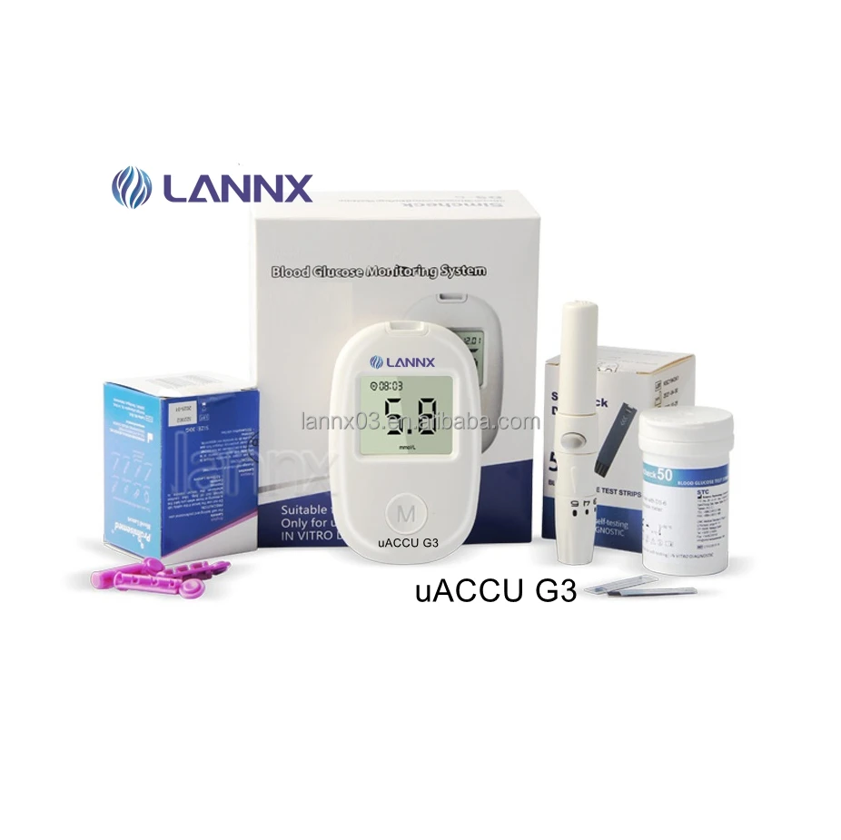 LANNX uACCU G3 New arrival Home Portable Blood Glucose Meter Blood Glucose Test Strips Digital Blood Glucose Testing Kit