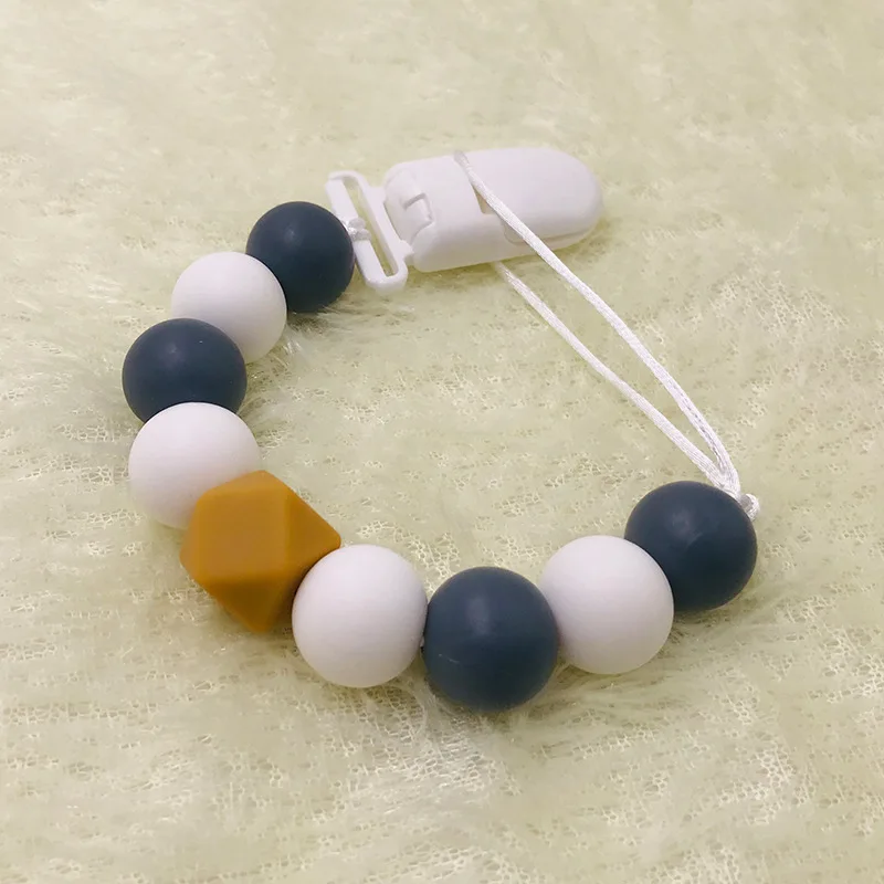 New Products Baby Bead Pacifier Clips, Silicone Bead Baby Pacifier Clip Holder, Silicone Pacifier Chain teething
