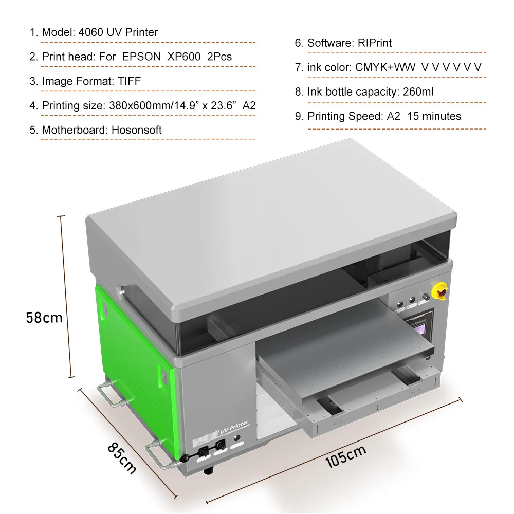 New arrival 4060 uv printer Varnish A2 uv sticker dtf flatbed a3+ automatic uv phone case printer price