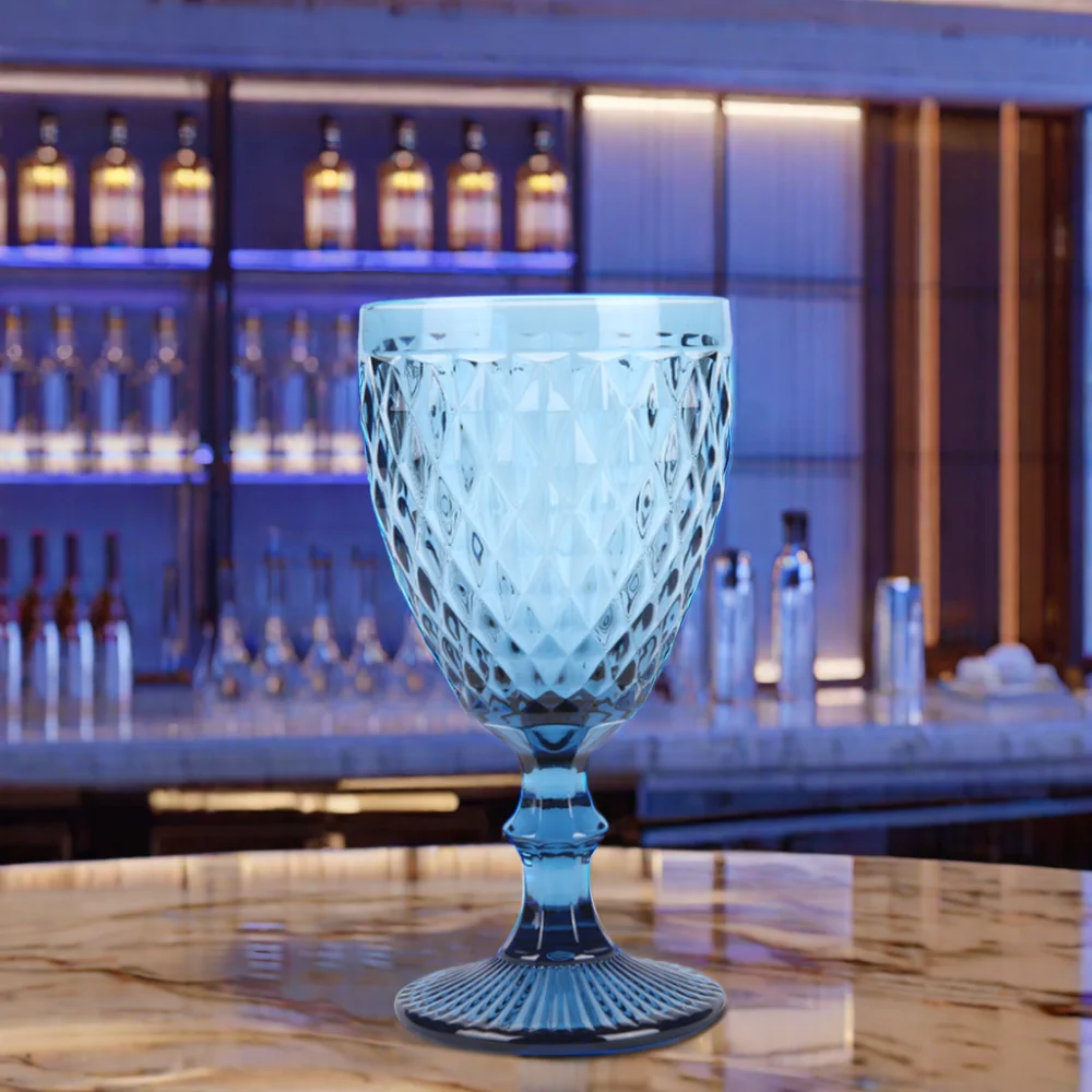 Wedding Vintage Champagne Blue Amber Water Wine Cup Color Glassware Blue Goblets Goblet Crystal Wine Glass 240ml 300ml