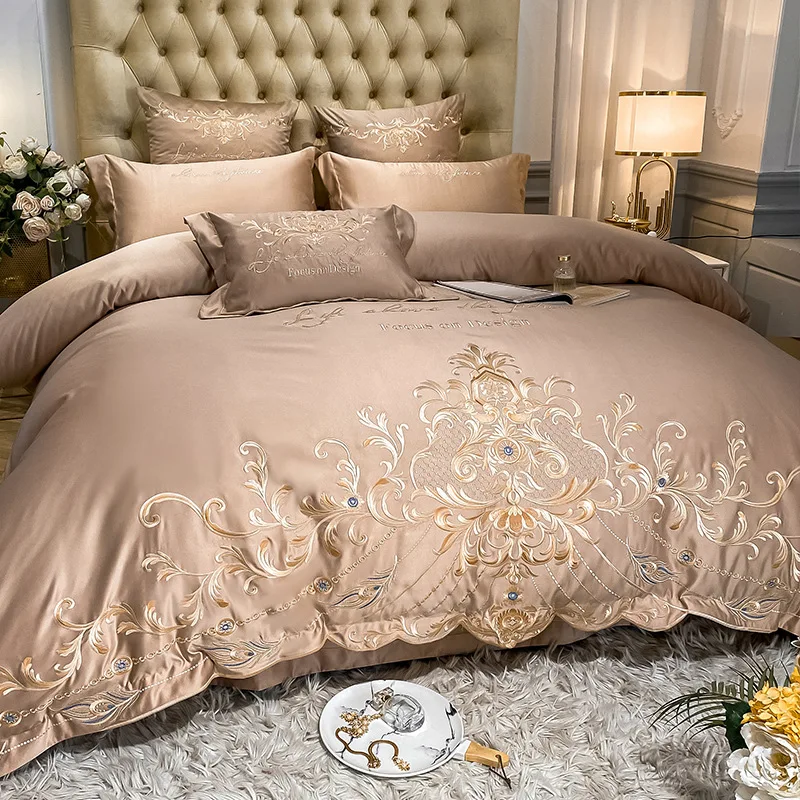 European 120 Pure Cotton 4-piece Set Of High-grade And Luxurious Embroidered Wedding Quilt Cover Bedding