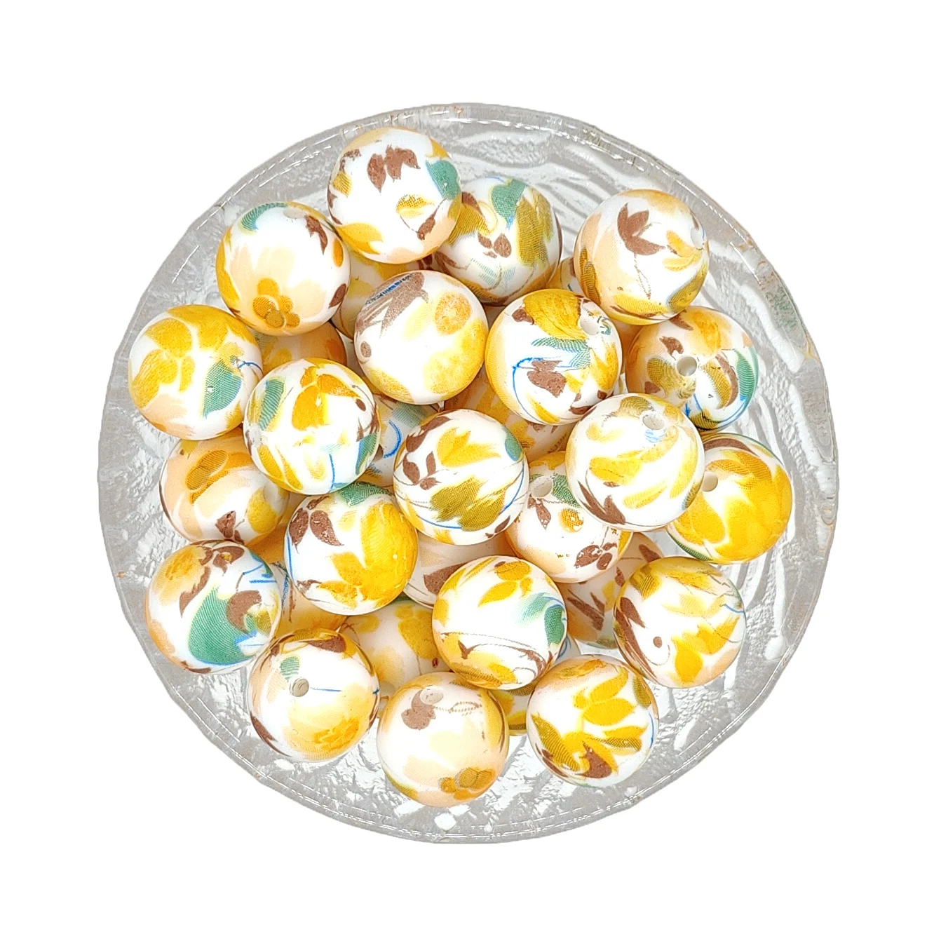 15mm Round Print Silicone Beads DIY Necklace Beaded Charm Pen Making Baby Teething Loose Beads