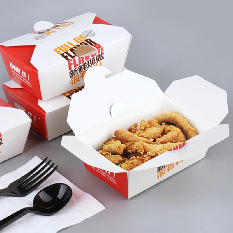 Disposable recyclable kraft paper box snack box food packaging box can be customized