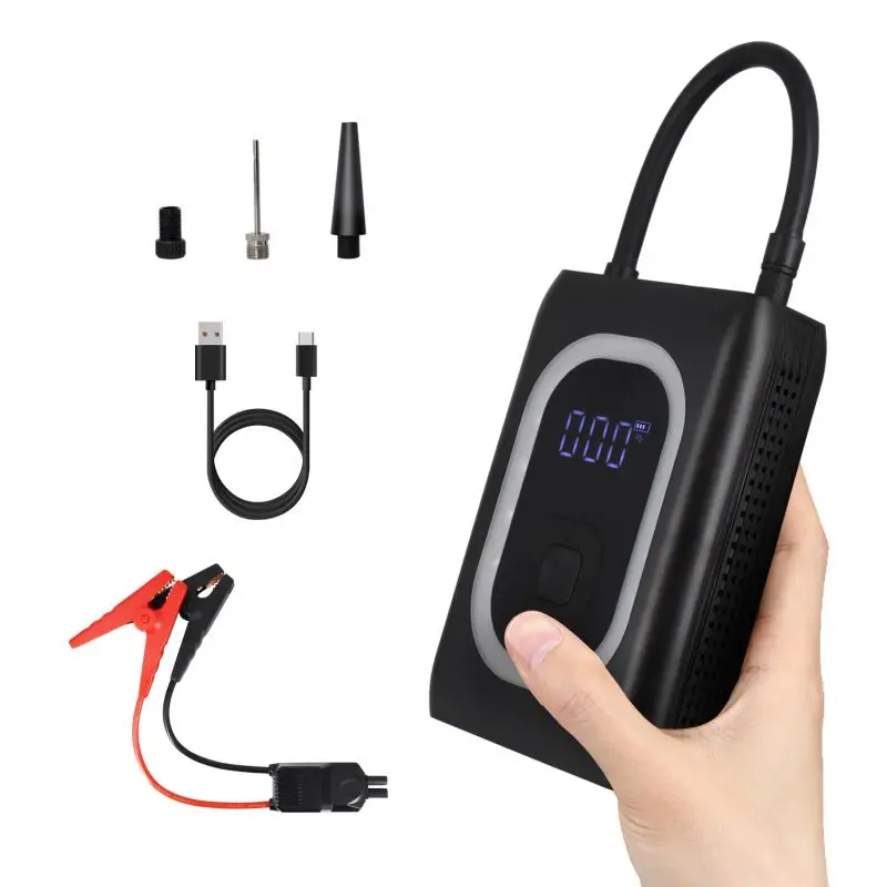 Car Jump 12000Mah Portable Jumper Starter with Air Compressor 1000A Emergency Battery Booster Charger