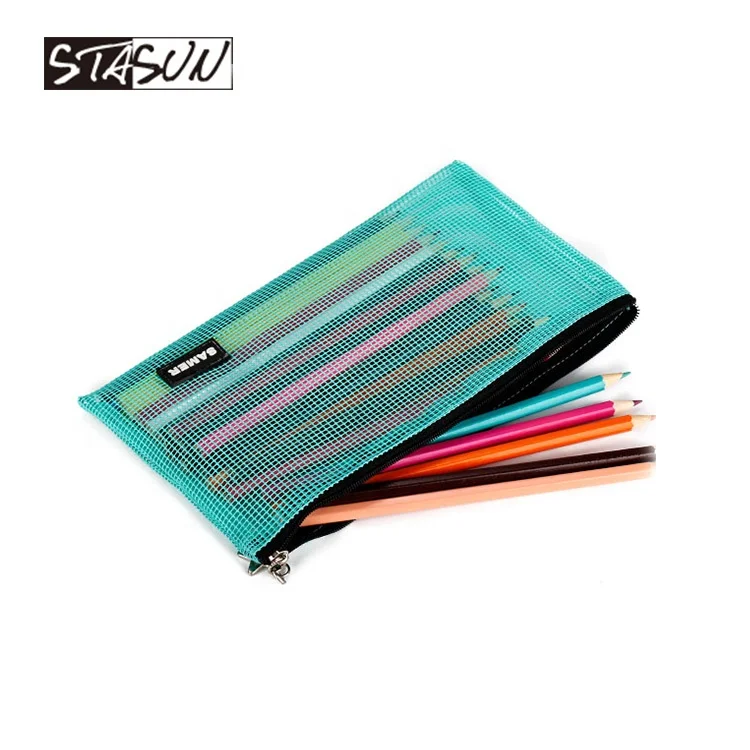 STASUN custom stationery modern style multicolor zipper mesh Pencil Pen Bag