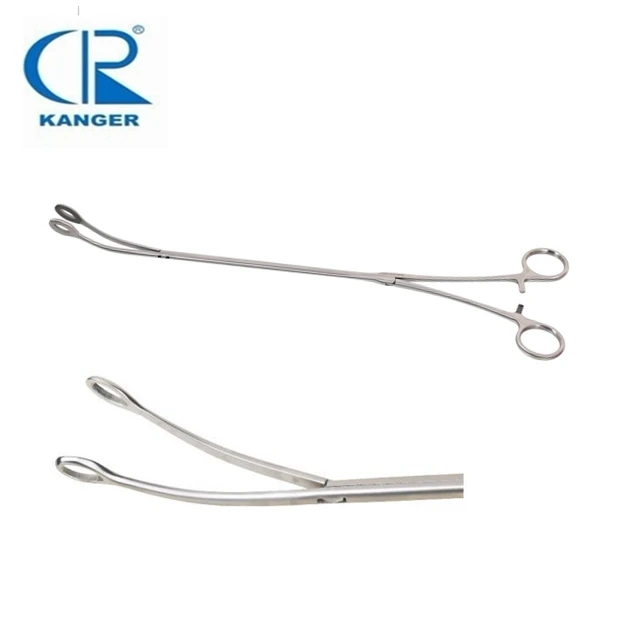 VATS  oval head head width 8mm 5*350mm without teeth grip slip VATS Thoracic Hemostatic forceps Double joint oval forceps