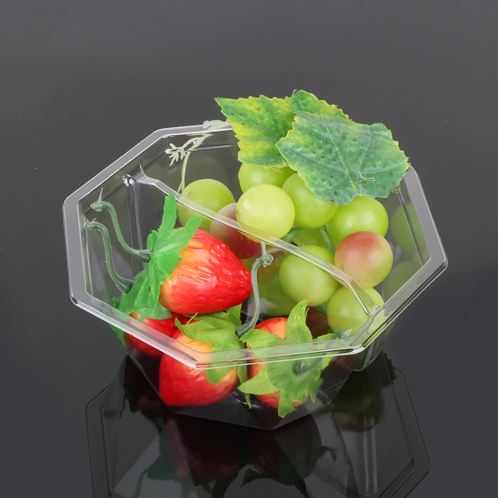 hengmaster disposable pet plastic 2 compartment fruit and salad packaging tray with lid