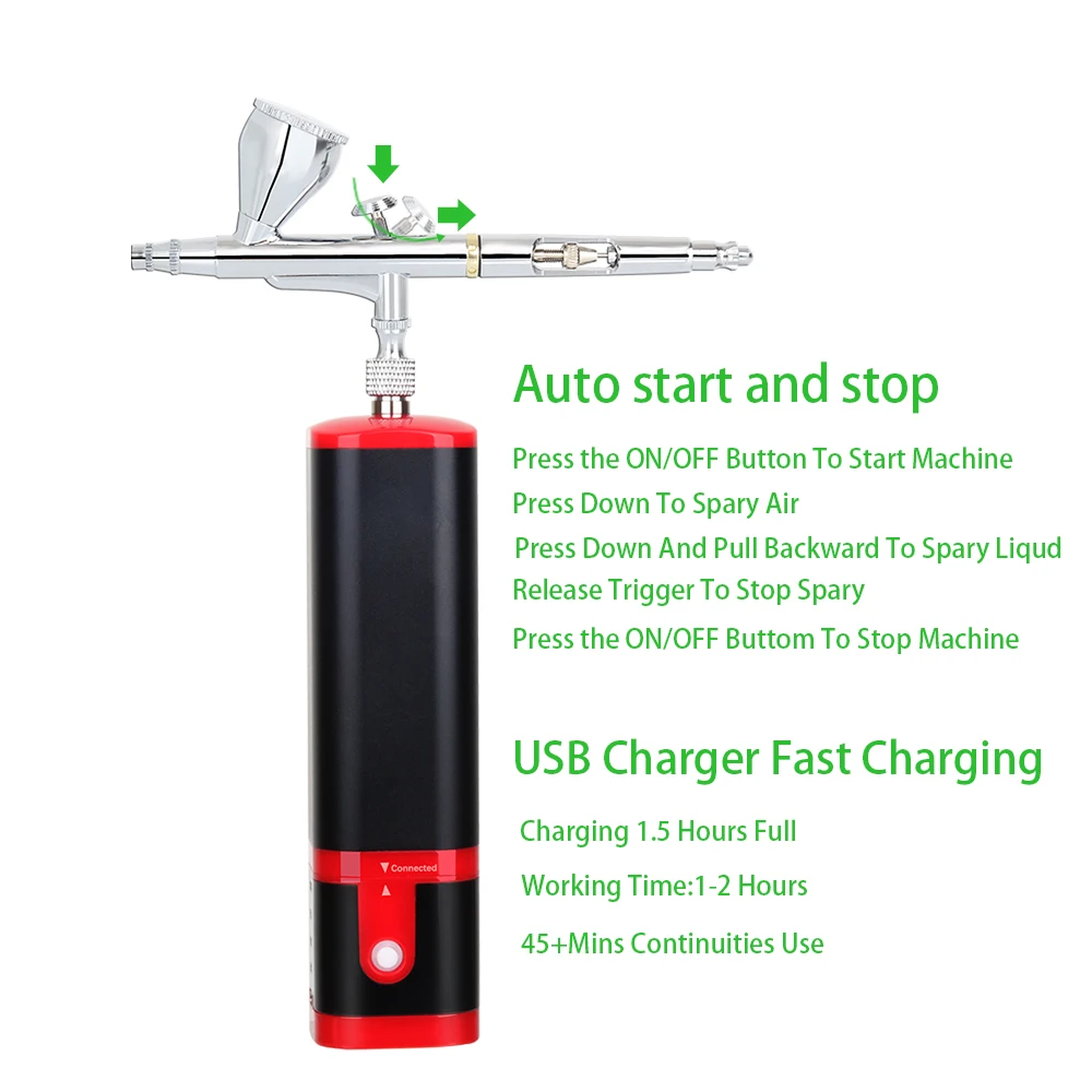 Rechargeable Airbrush Barber Toy Model Helmet TshirtPaint Art Craft Textile Mural Cosmetic Makeup Nail Beauty Cake Compressor