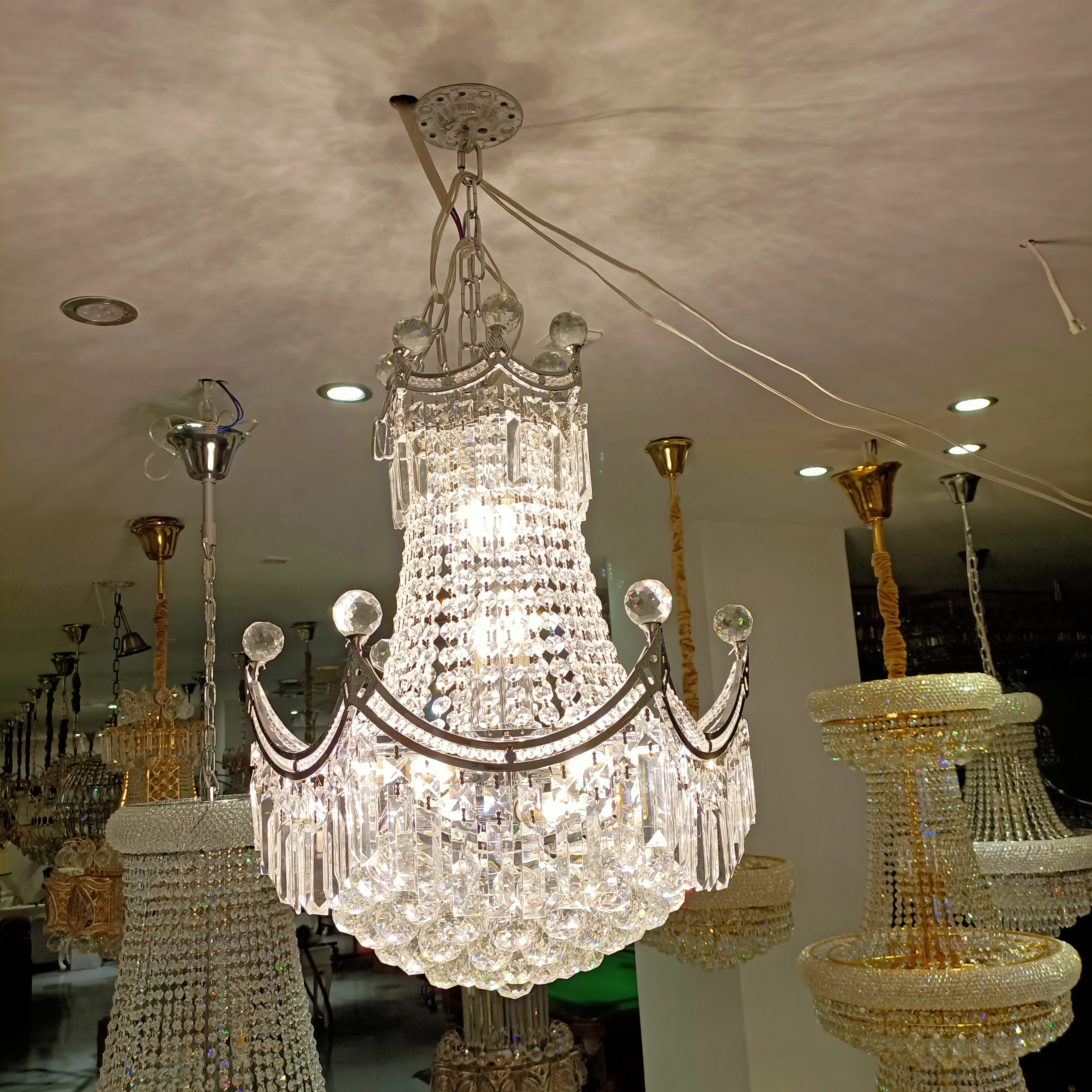 Interior design clear Crystal House Decoration Hotel Wedding Crystal Ceiling Lamp Globe Pendant Light Crystal Chandelier