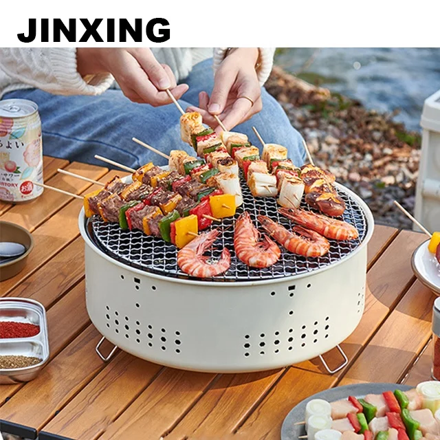 Charcoal BBQ Grill Portable Camping Stove Mini Portable Charcoal BBQ Oven for Outdoor Camping Garden Tea Cooking