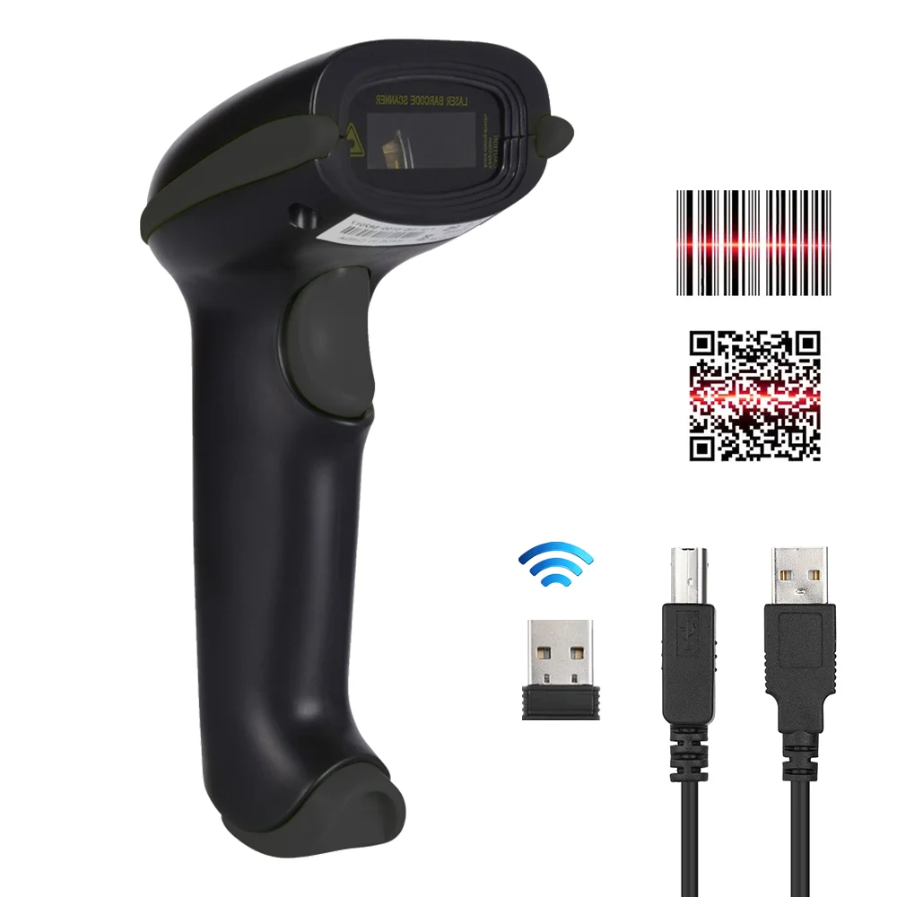 YHDAA Excellent Decode Capacity 1D Wireless Laser Barcode Scanner Handheld Bar Code Reader for Supermarket barcodde scanner