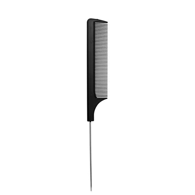 Professional Salon Hair Styling Stainless Steel Pin Tail Anti-static hair Comb Plastic Rat Tail Parting Comb for Braid