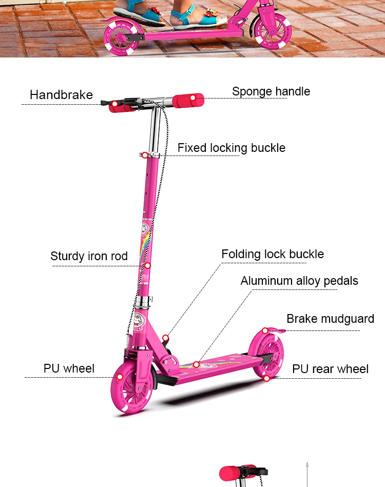 High quality pink color kick scooters for kids