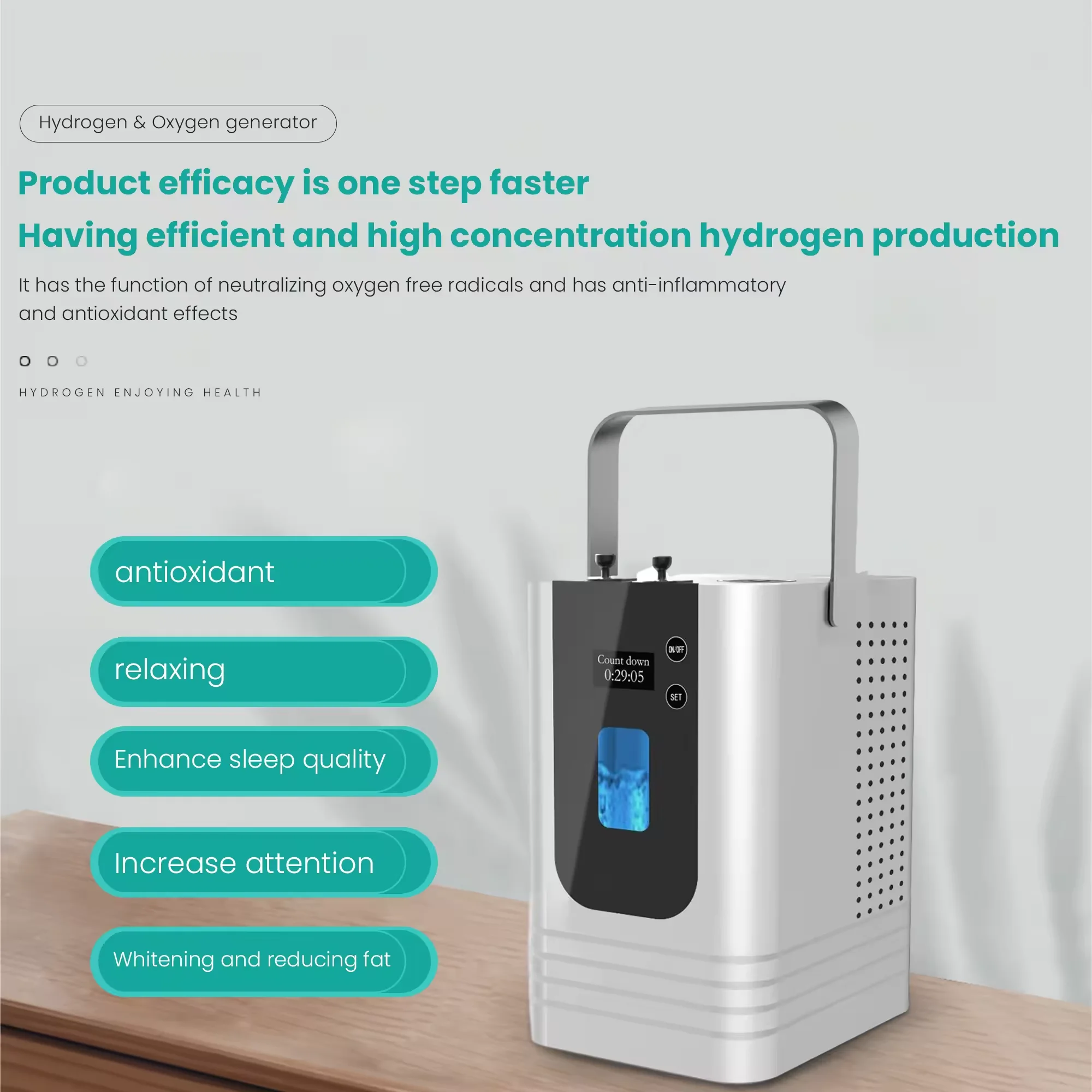 hydrogen inhaler 450ml PEM Portable 300ml Hydrogen mix 150ml Oxygen Inhalation Machine Hydrogen Generator High Purity H2 mix O2