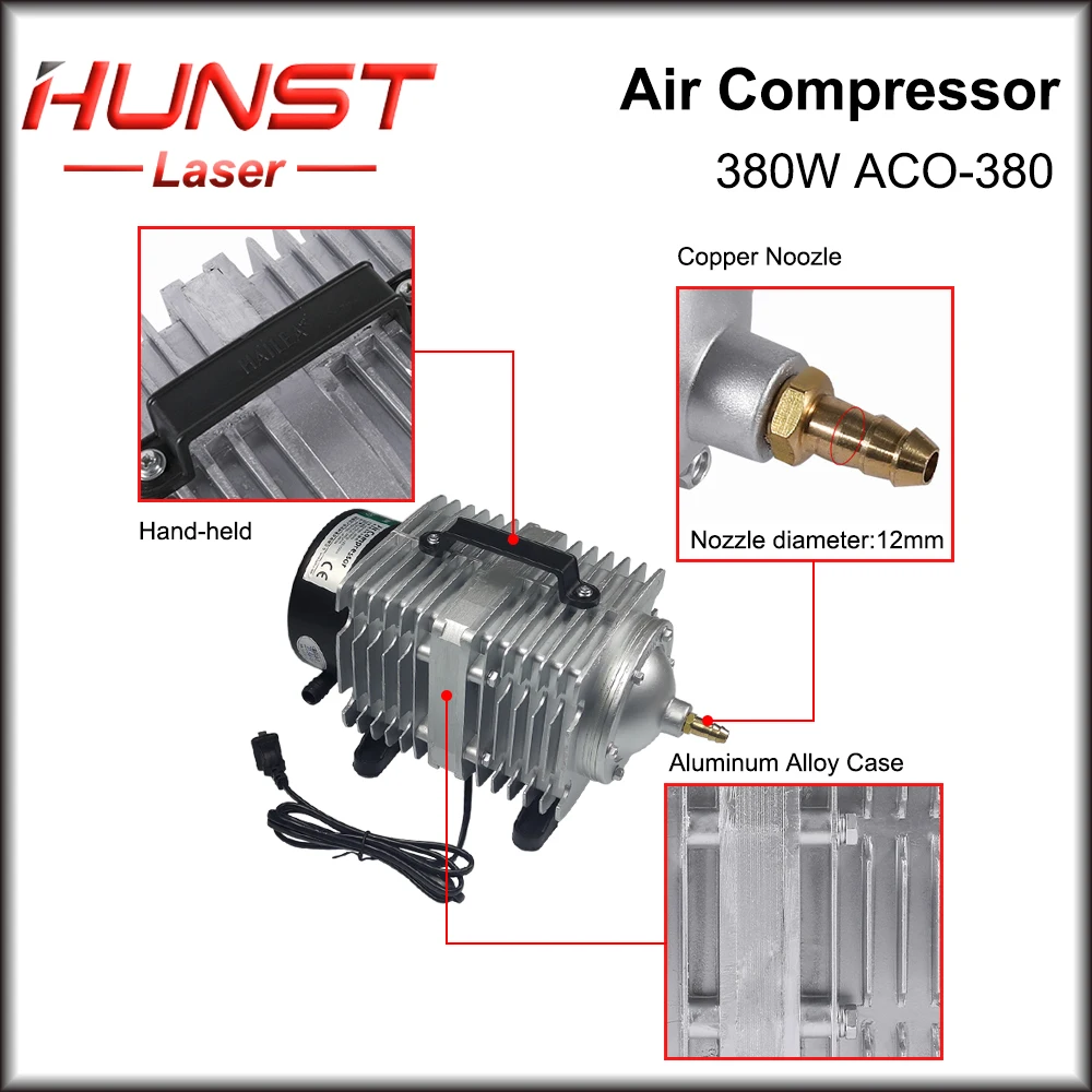 Hunst 380W 220V Air Compressor Electrical Magnetic Air Pump for CO2 Laser Engraving Cutting Machine ACO-380