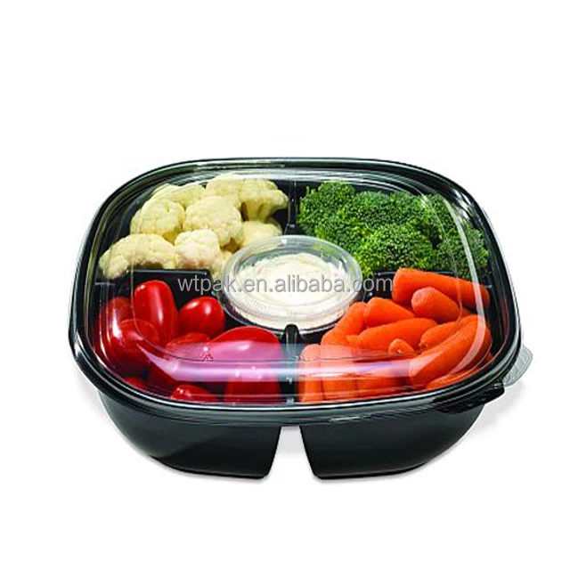 Produce Disposable Transparent Square Shape Food Container With Lid