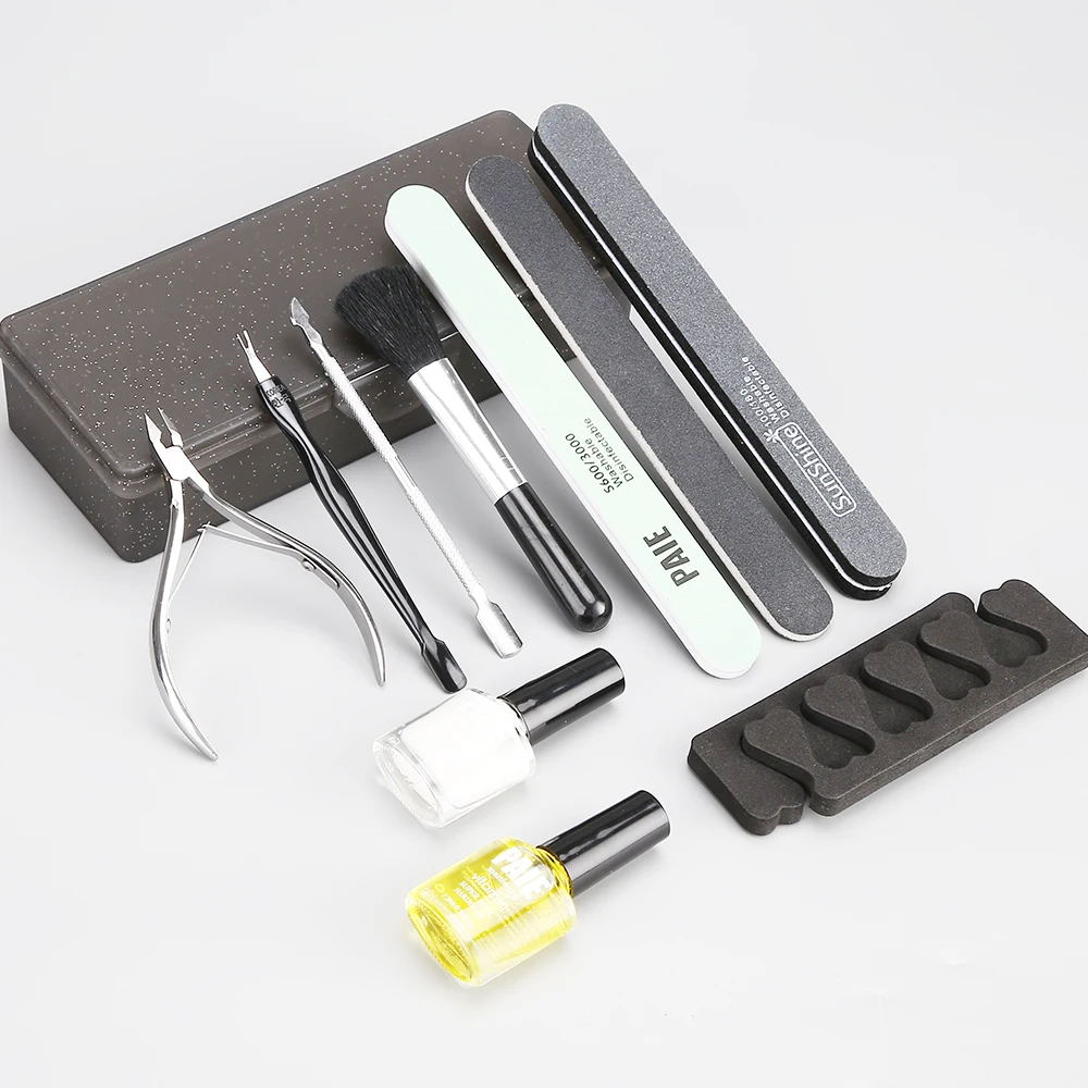 Manicure Tool Set, Nail Care Set Softener Top Coat Base Coat Cuticle Oil With Nipper, Nail File