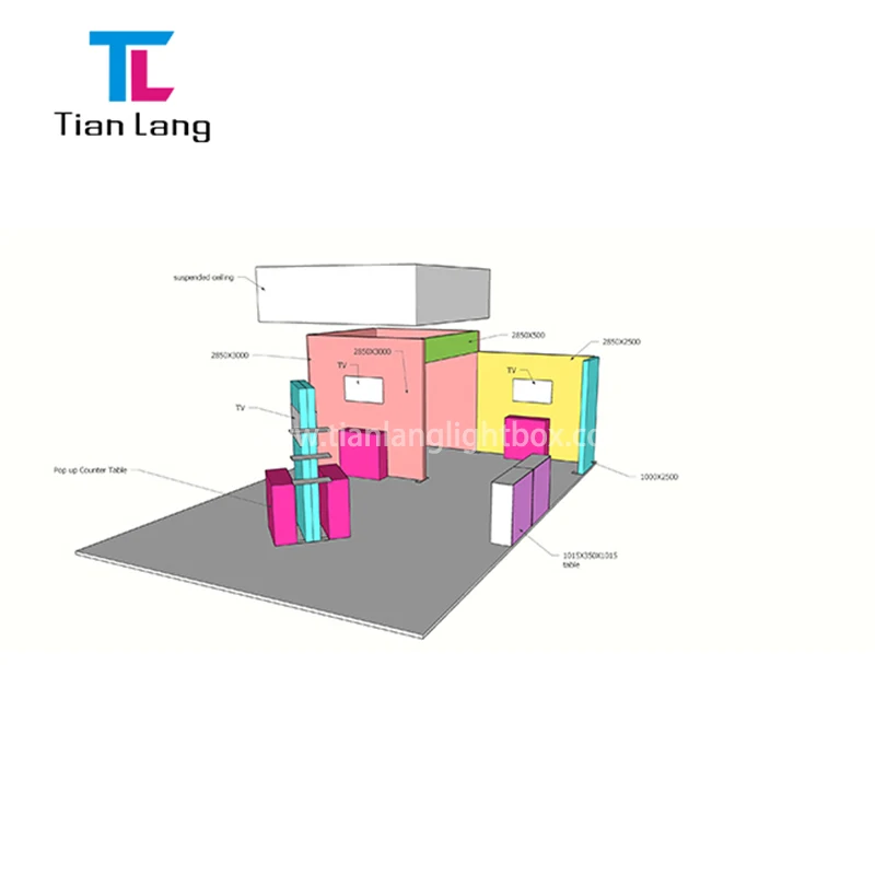 Modular Trade Show For car Accord Modification Education Aluminum Profile Exhibition Fabric Display Custom Light Booth Light Box