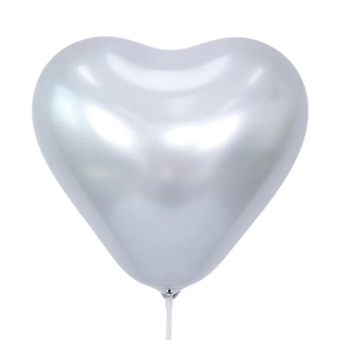 Metal Pearl Heart Latex Balloons Thick Chrome Metallic Inflatable Air Balls Globos Heart shaped chrome latex balloons