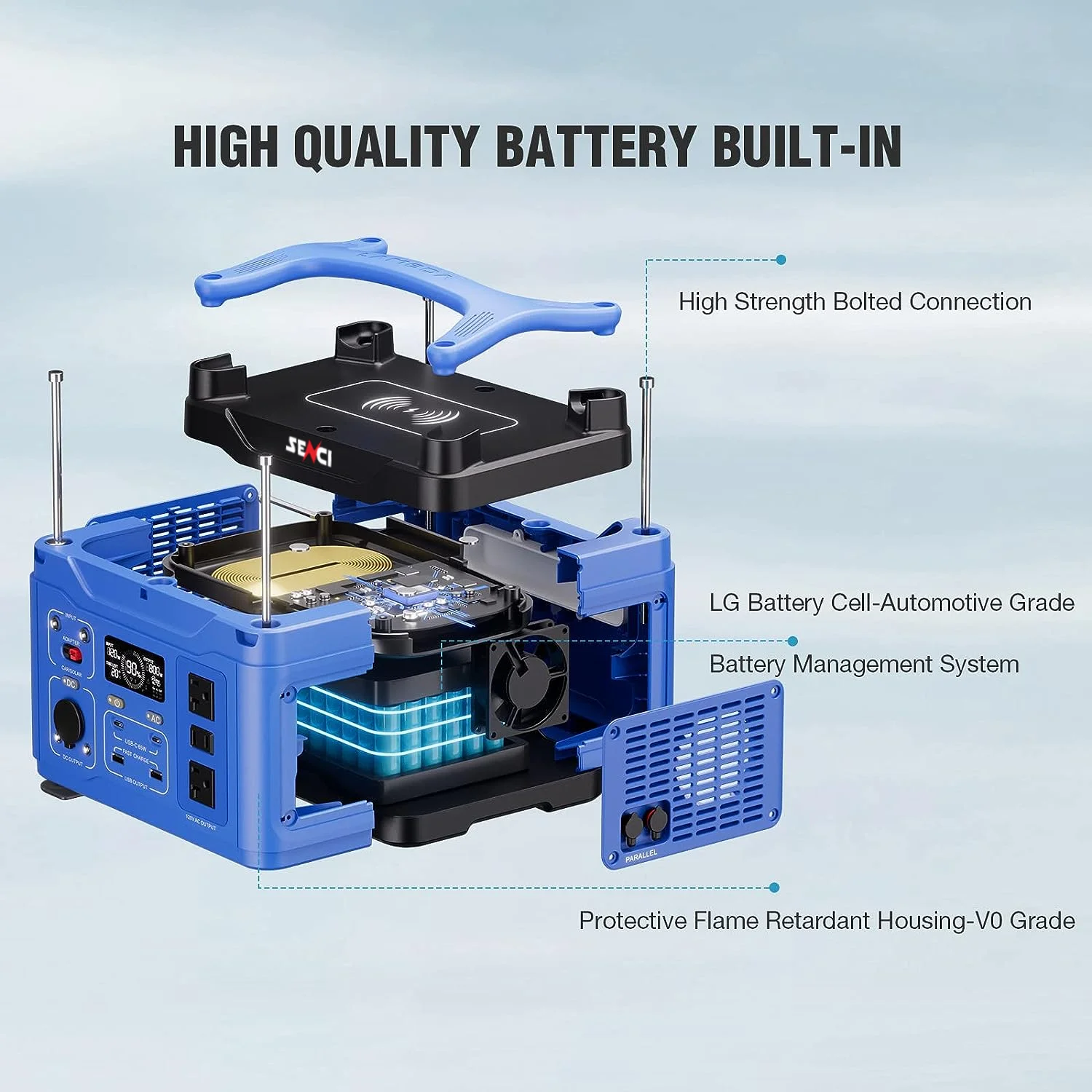 SENCI Factory 800W 891WH solar portable power station solar AC output  DC input portable power station for camping