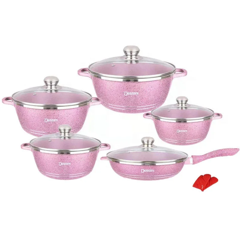 granite non stick frying pan aluminum cooking pots and pans sets household utensils marble cookware set HQCU0018