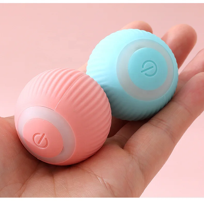 Rechargeable Silent Stimulate Hunting Instinct Toy with Led Light Auto Rotating Spinning Intelligent Moving Ball for Cat