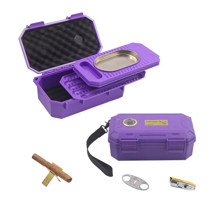 Manufacturer NEW Design three layer cigar stash box plastic cigar humidor travel portable cigar case for Send gifts