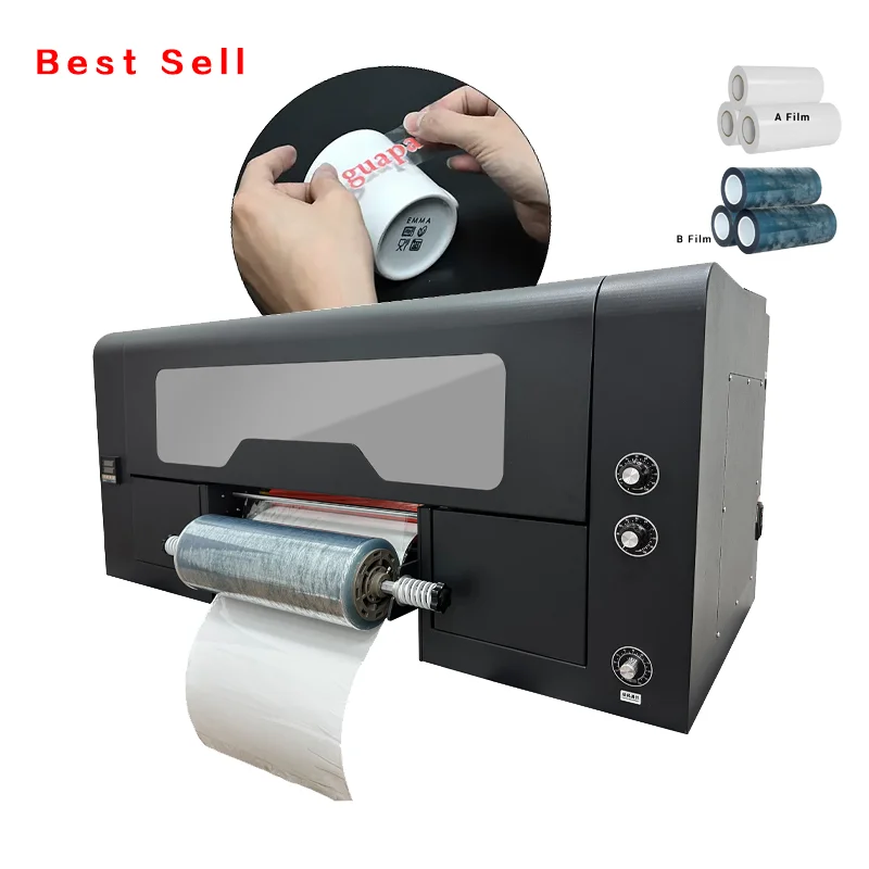 A3 12 inch 30cM 30 cm 3 4 heads i3200 roll to roll UV DTF Sticker printing printer with laminator UV  Stickers Printer