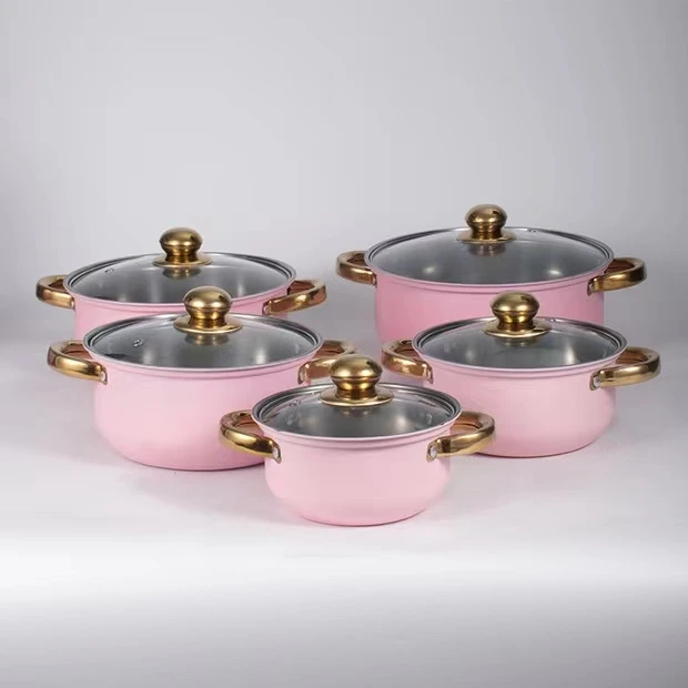 stainless steel kitchenware 12pcs cookware set with black bakelite