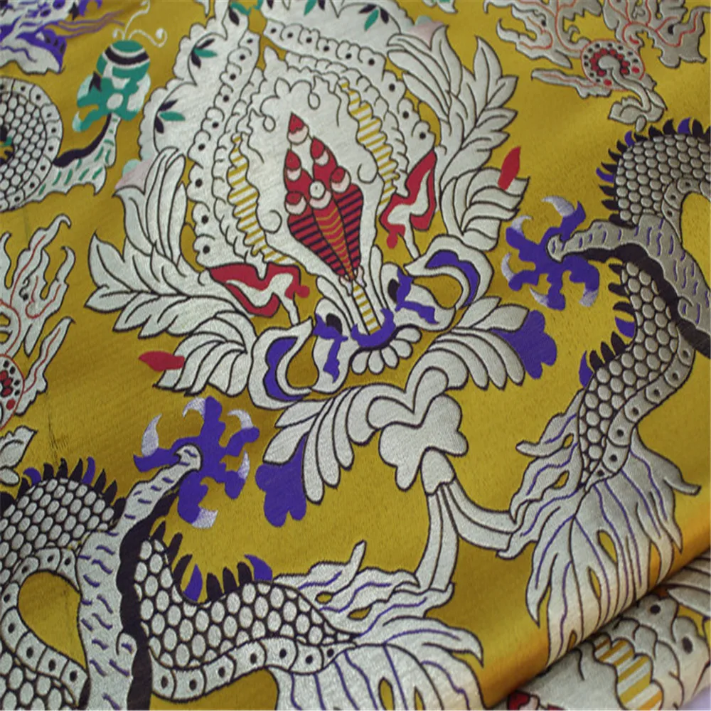 Hot Wholesale Dragon Hand Painting Jacquard Brocade Fabric 75cm Traditional for Cheongsam Clothes
