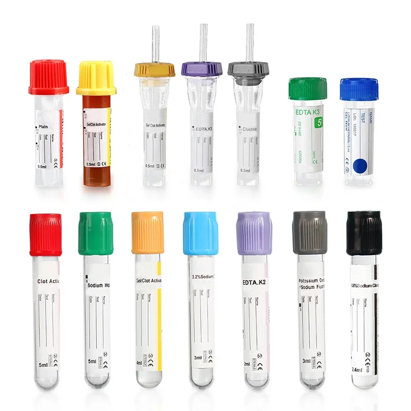 Medical Disposable Vacuum Non-vacuum Glass Plastic EDTA K2 K3 Vacutainer Blood Sample Collection Tube