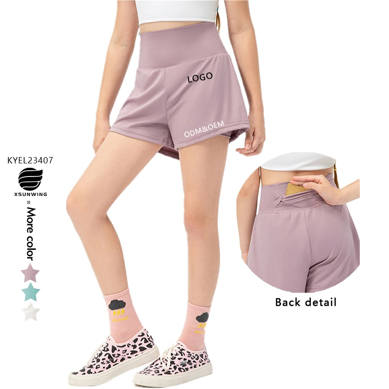 Xsunwing Dance training Sports Biker Shorts Kids Skin Friendly Breathable Quick Dry yoga Running Yoga Shorts for Girls KYEL23403