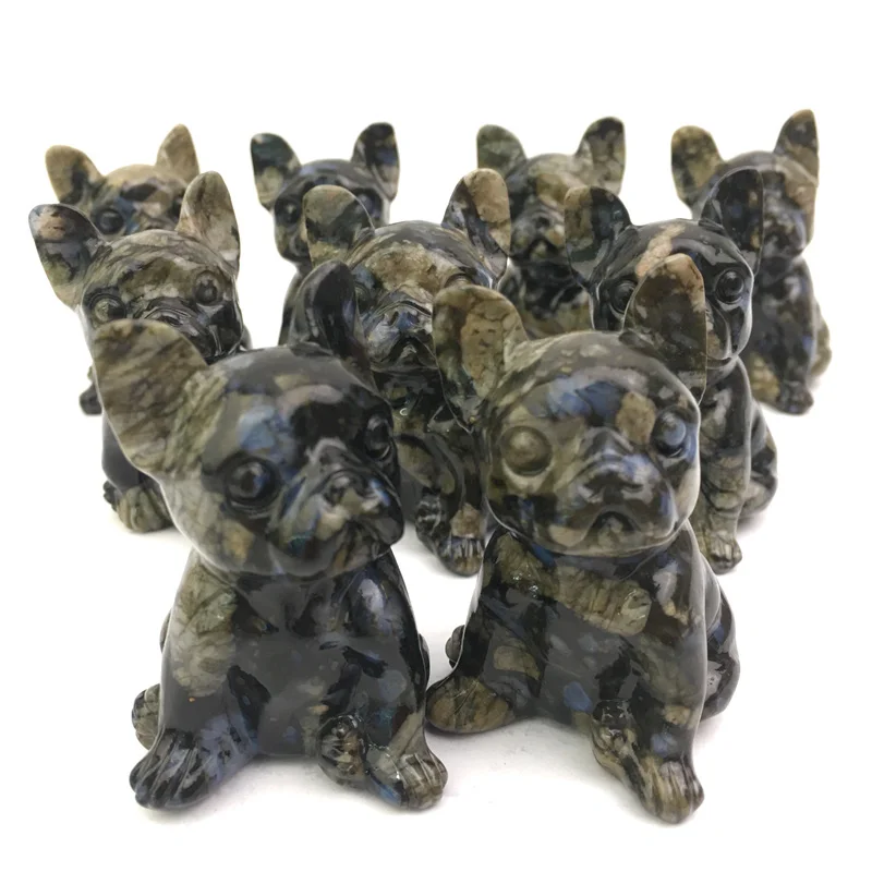 
Hot wholesale Carved Que sera French bulldog blue Amphibole French bulldog for Gift 
